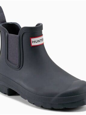 Hunter Original Chelsea Slip-On Rubber Ankle Boots Navy